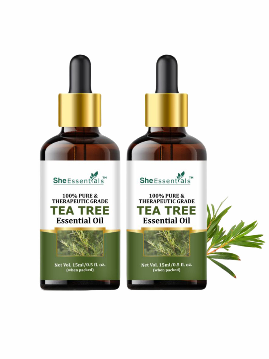 

She Essentials Set Of 2 Tea Tree Essential Oil - 15ml Each, Transparent