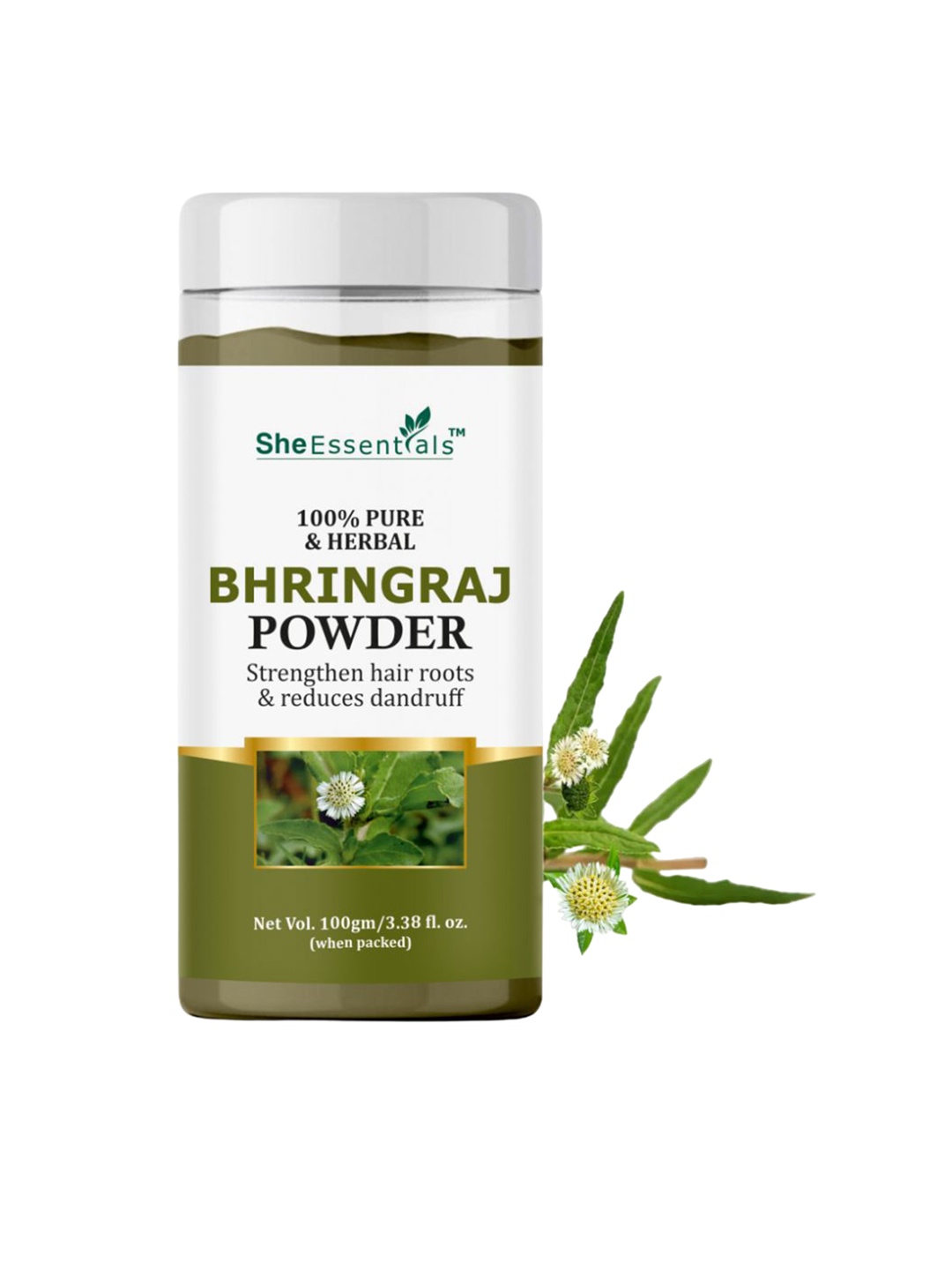

She Essentials Natural Bhringraj Powder For Dandruff - 100g, White