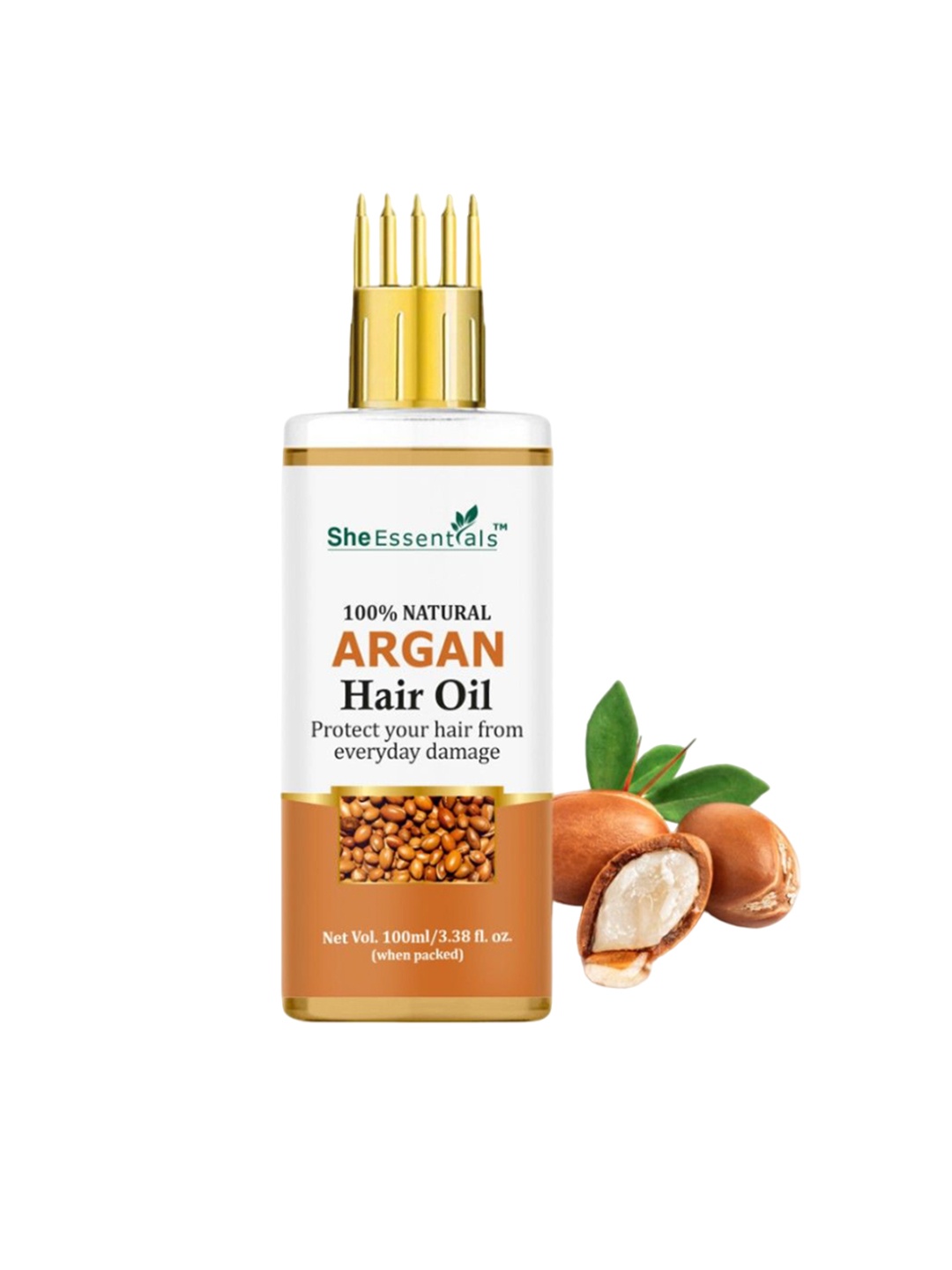 

She Essentials 100% Natural Argan Hair Oil - 100ml, Beige