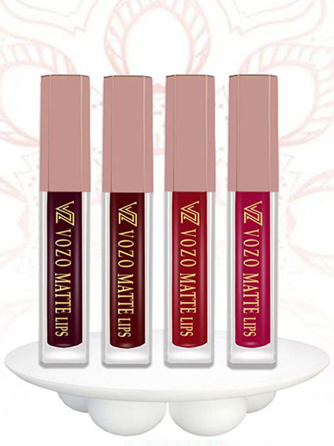 

VOZO 4-Pc Velvety Smooth Matte Long Lasting Lipstick - 6ml Each MINI-LIPS-102-103-104-106, Maroon