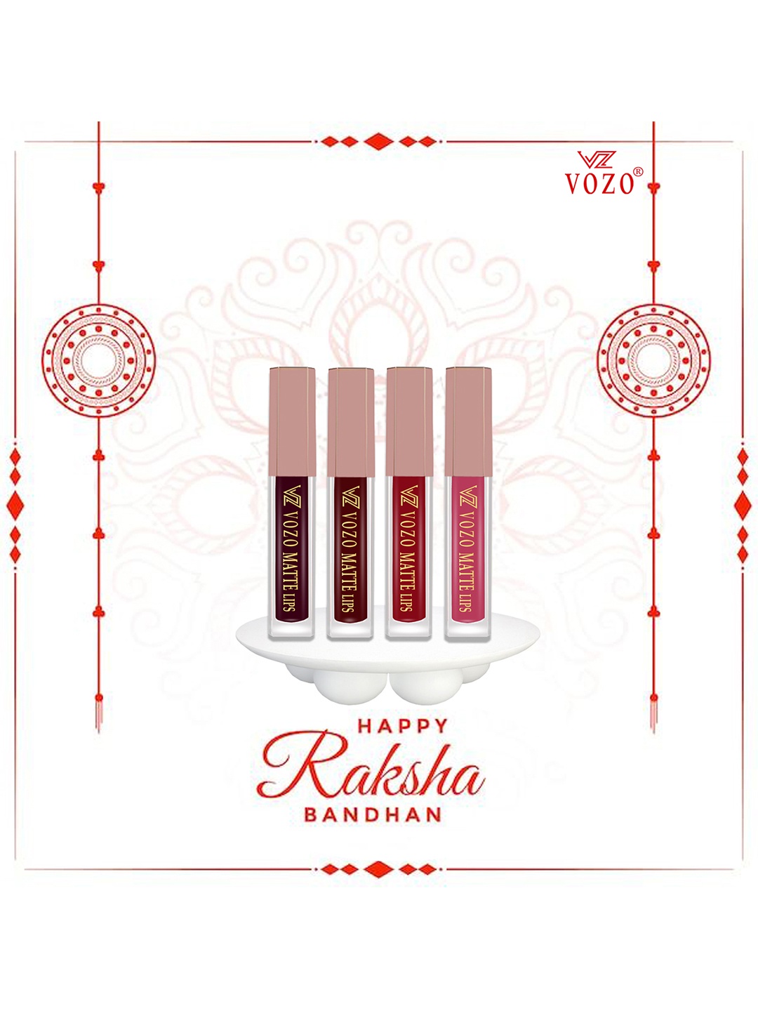 

VOZO Set Of 4 Matte Lips Liquid Lipstick-1.5ml Each-102-103-104-203, Peach
