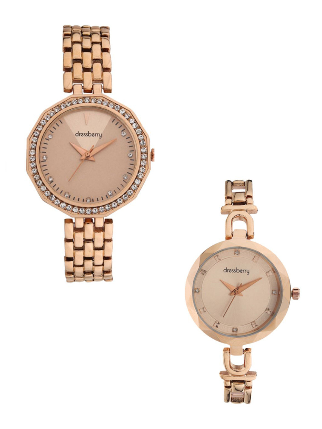 

DressBerry Women Embellished Dial & Bracelet Style Straps Analogue Watch DBWatch2-02, Rose gold
