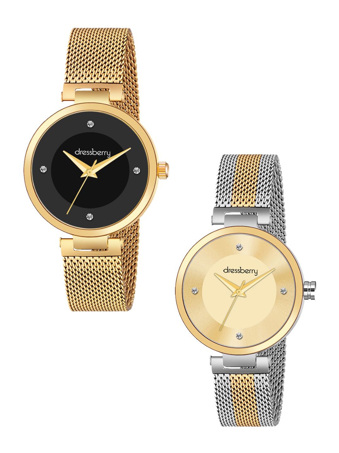 

DressBerry Women Dial & Bracelet Style Straps Analogue Watch DBWatch2-09, Gold