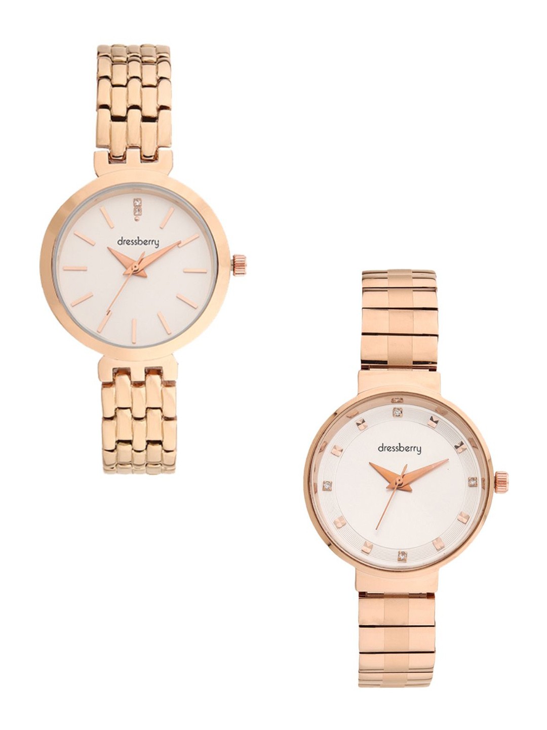 

DressBerry Women Patterned Dial & Bracelet Style Straps Analogue Watch DBWatch2-04, Rose gold
