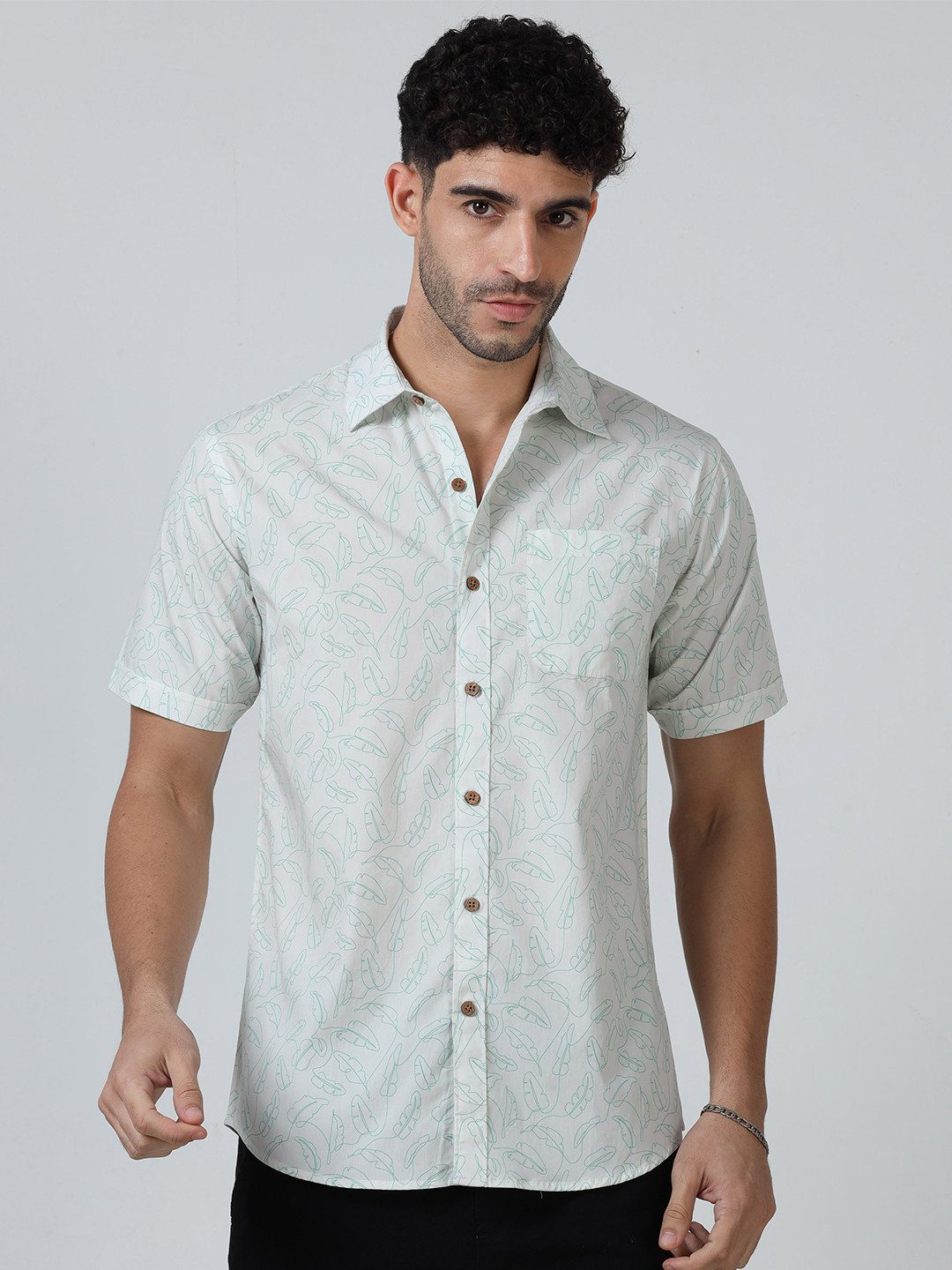 

THE FORMAL CLUB Men Floral Printed Opaque Casual Shirt, White