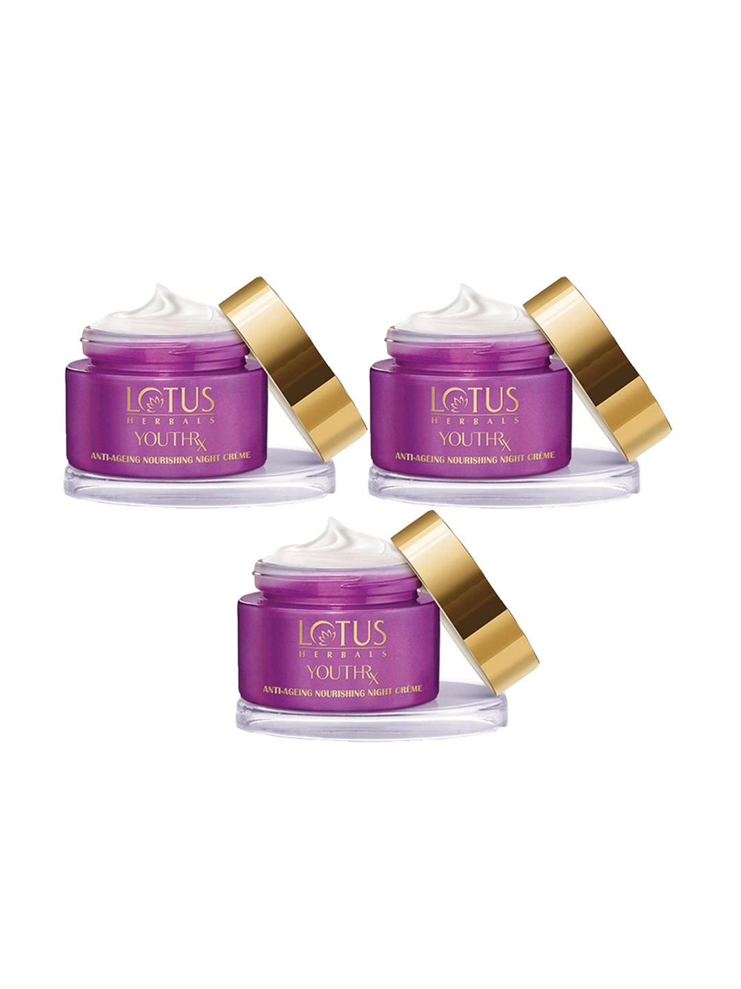 

Lotus Herbals Pack Of 3 Pcs YouthRx Anti Ageing Nourishing Night Cream-50g Each, Pink