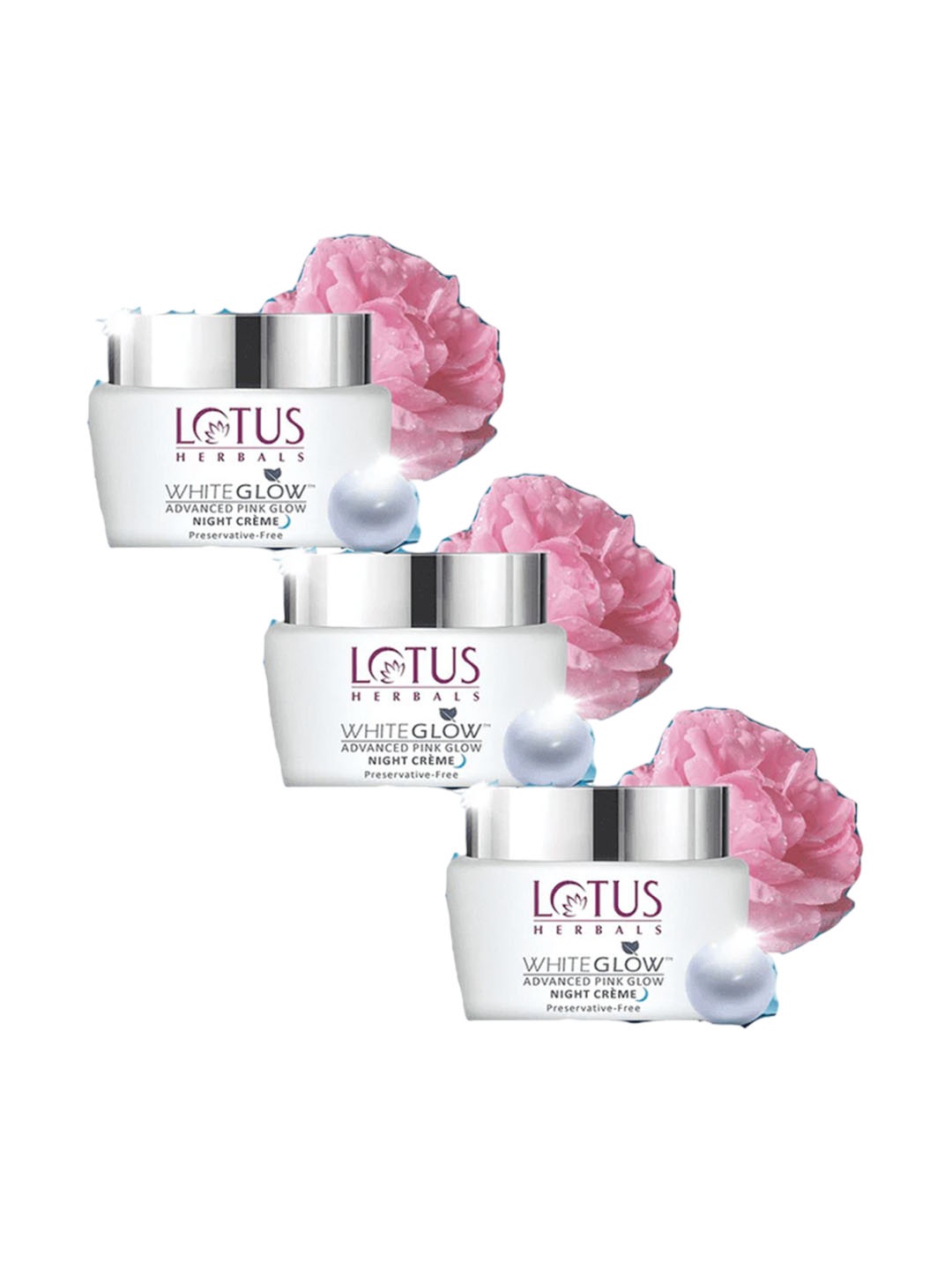 

Lotus Herbals Pack Of 3 White Glow Advanced Pink Glow Night Cream -50g Each