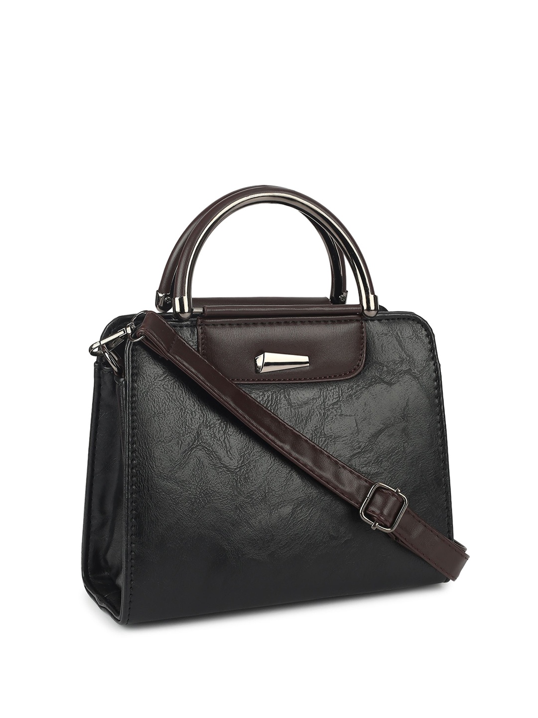 

Diva Dale PU Solid Shopper Handheld Bag with Fringed, Black