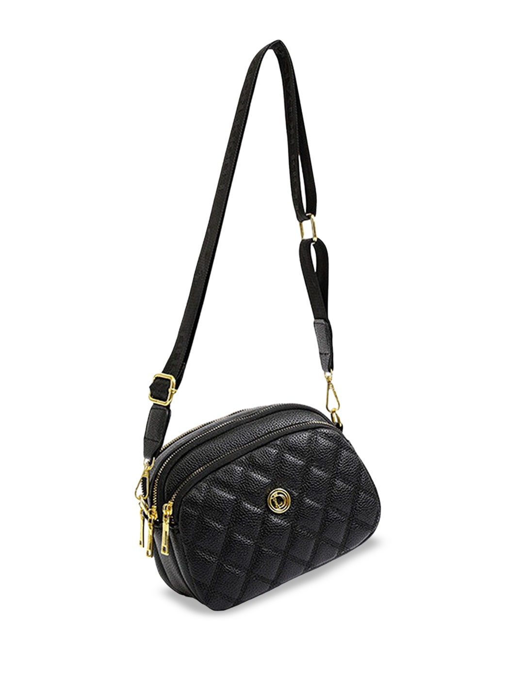 

Diva Dale WomenTextured PU Structured Sling Bag with Quilted, Black