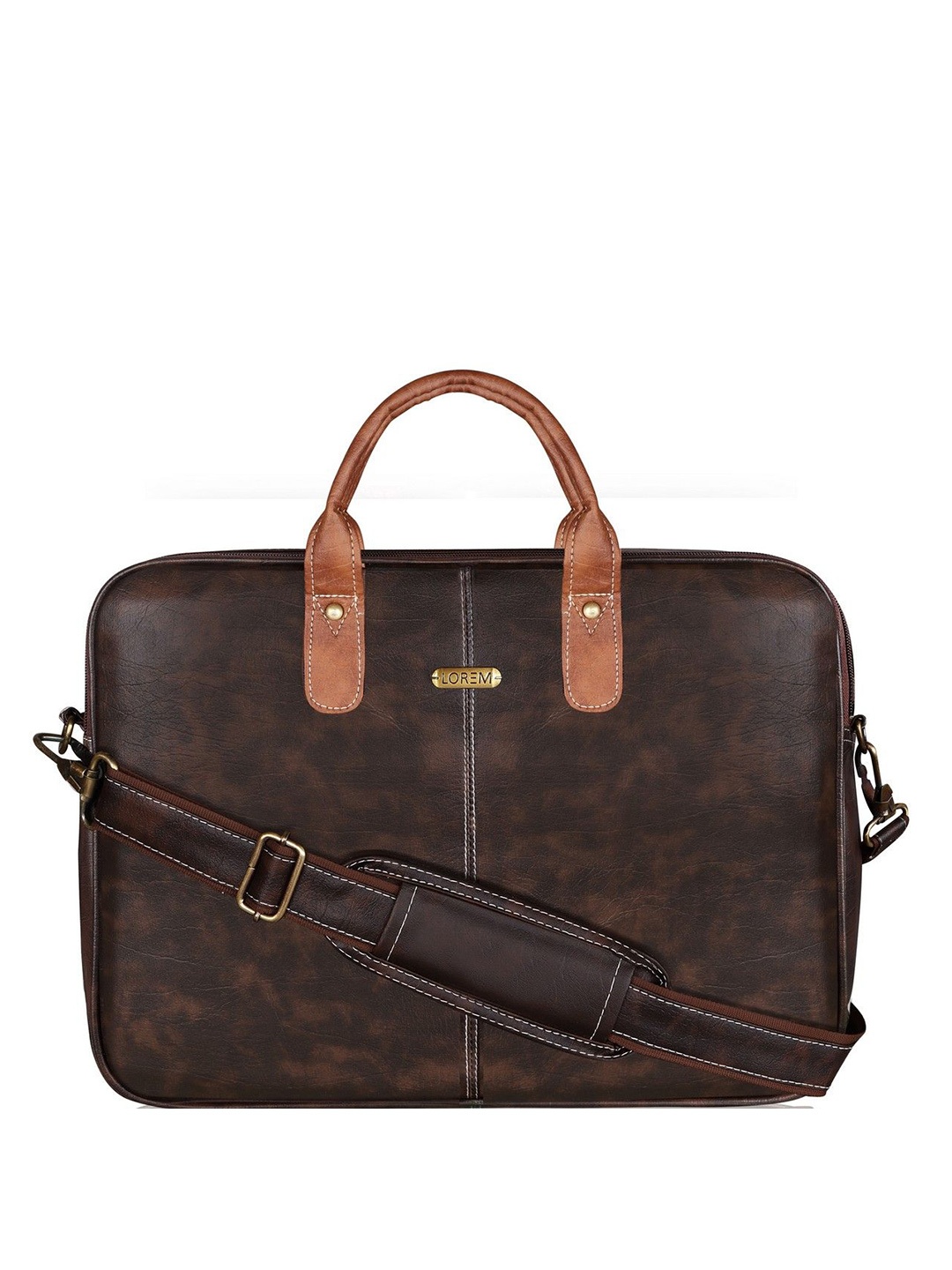 

LOREM Men Textured Laptop Bag, Brown