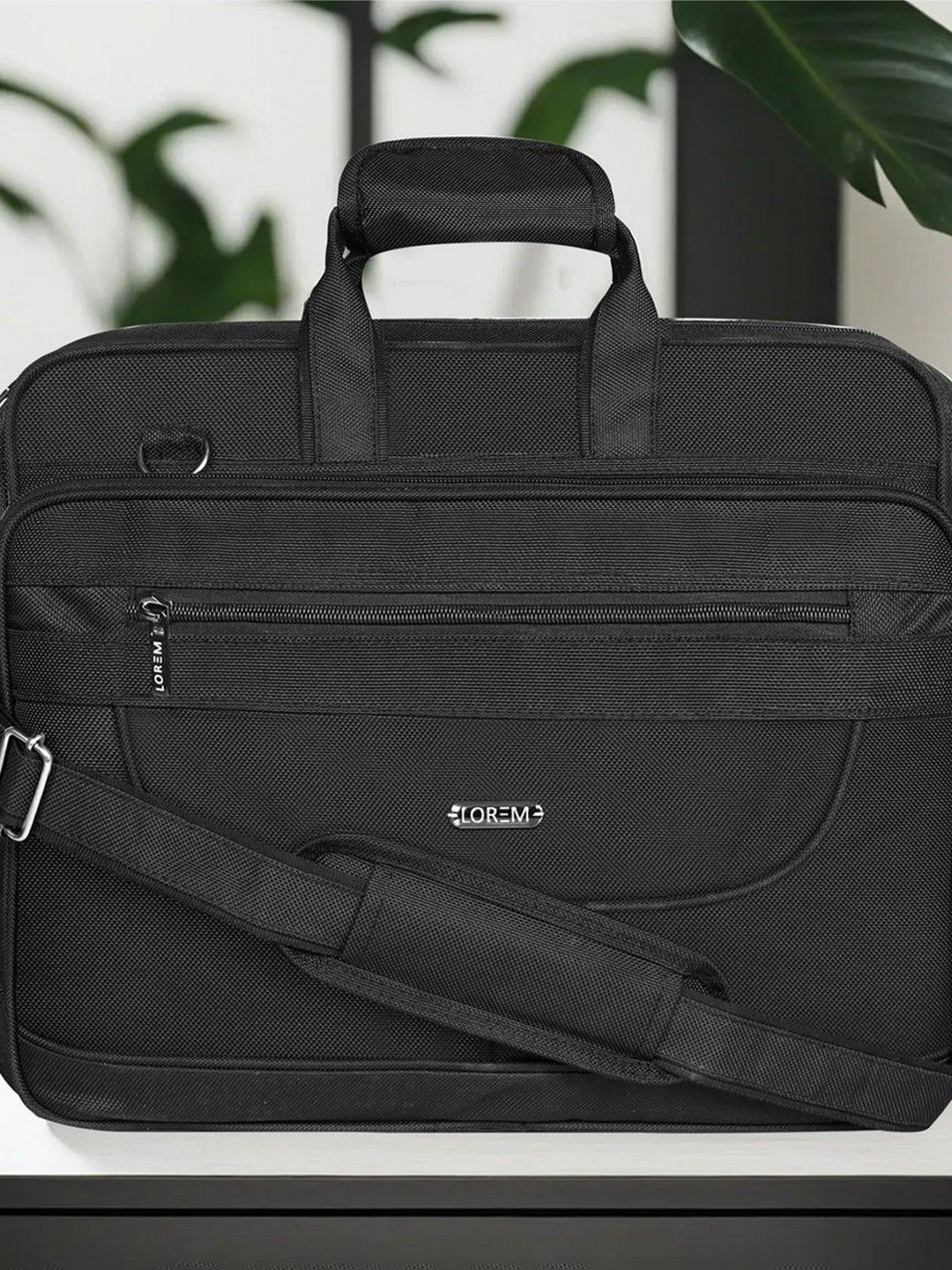 

LOREM Men Textured Laptop Bag, Black
