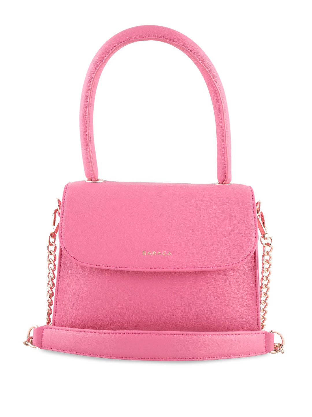 

Baraca Solid Leather Structured Handheld Bag, Pink