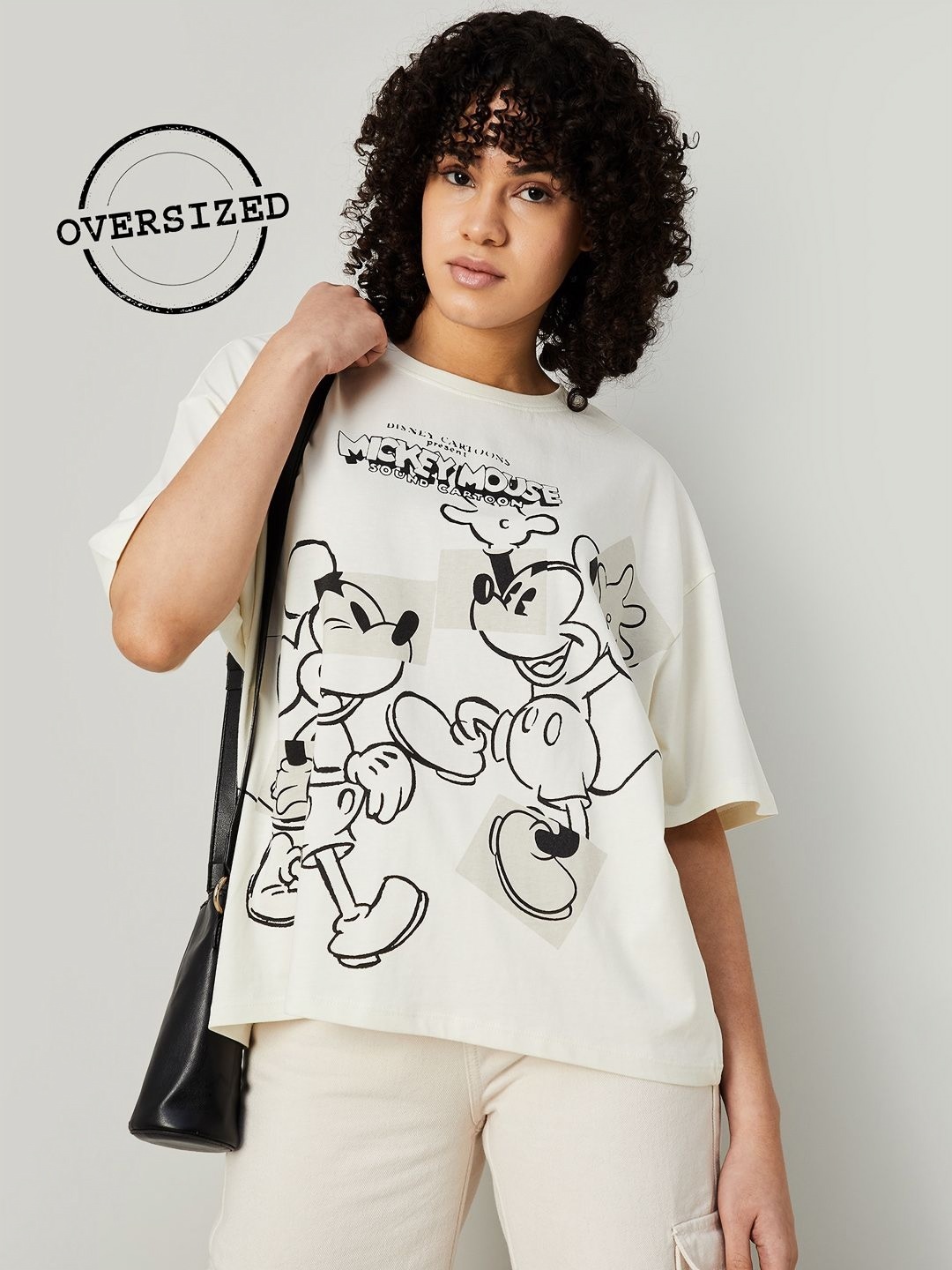 

Ginger by Lifestyle Women Printed Raw Edge T-shirt, White