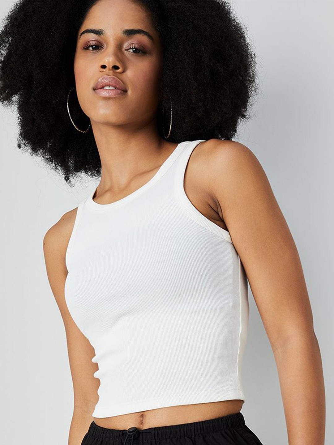 

Ginger by Lifestyle Women Cotton Tank Crop Top, Off white