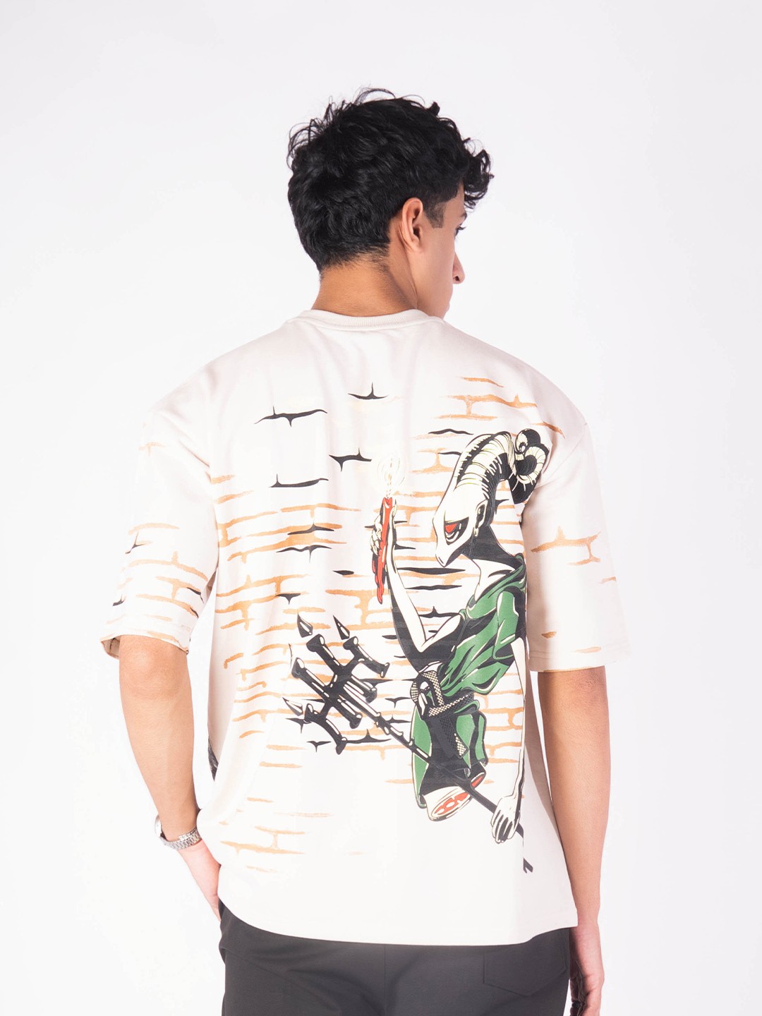 

HOP HEAD Unisex Graphic Printed Oversized T-shirt, Cream