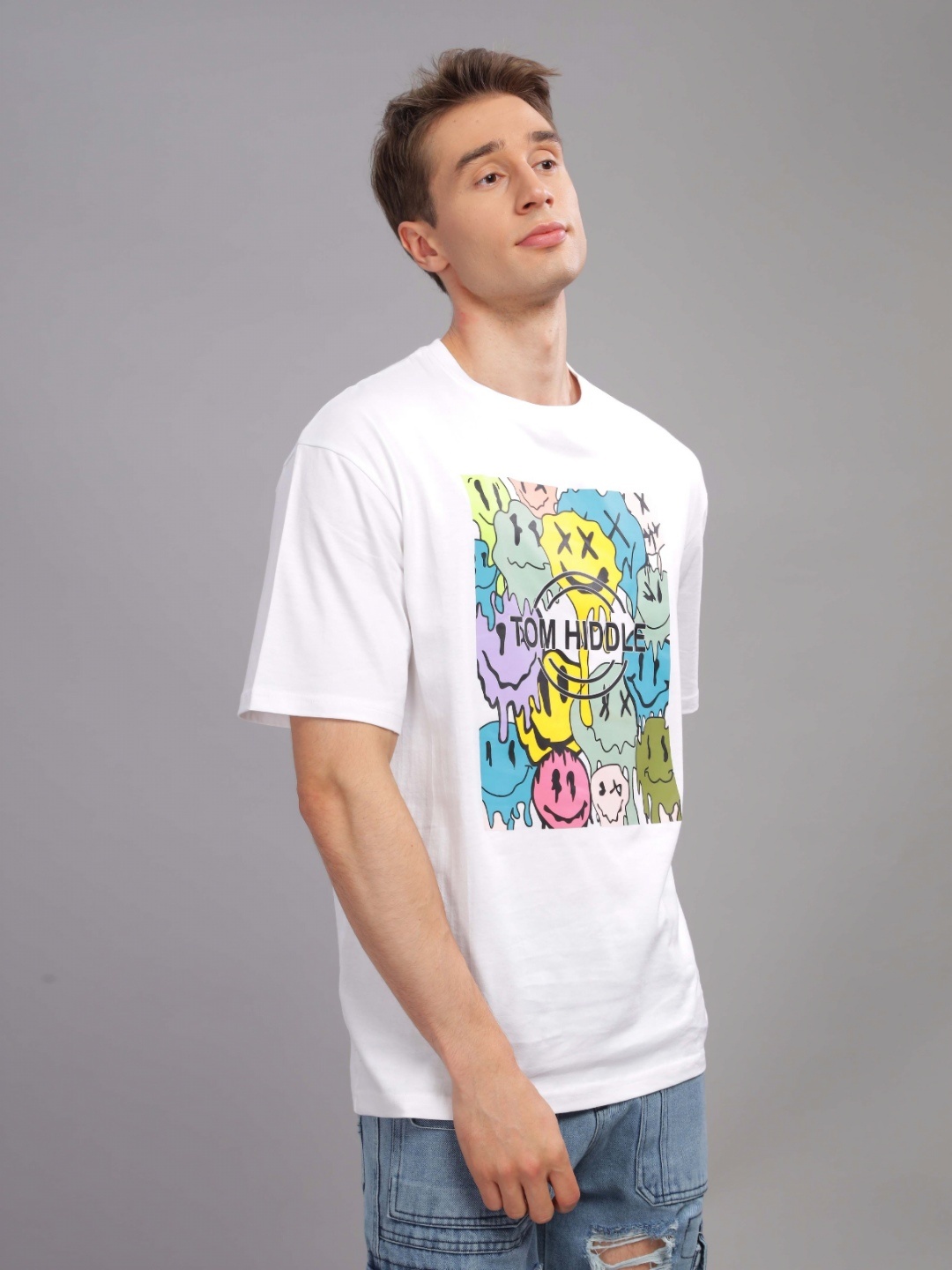 

TOMHIDDLE Men Printed T-shirt, White