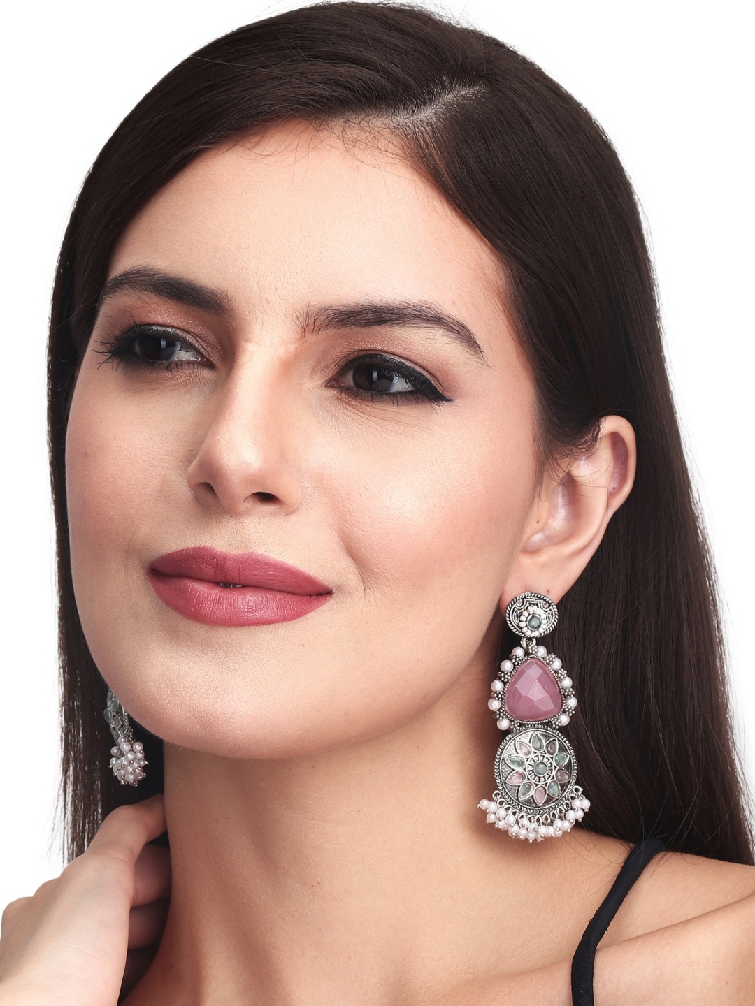 

Anvik Silver Plated Artificial Stones Drop Earrings