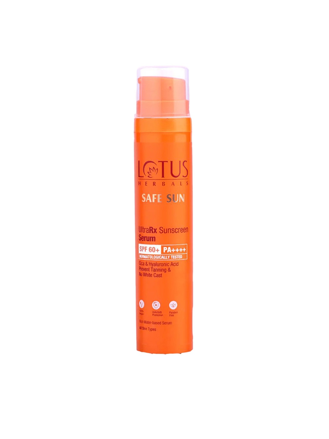 

Lotus Herbals Safe Sun UltraRX SPF60+ Sunscreen Serum with Cica & Hyaluronic Acid - 50 ml, Orange