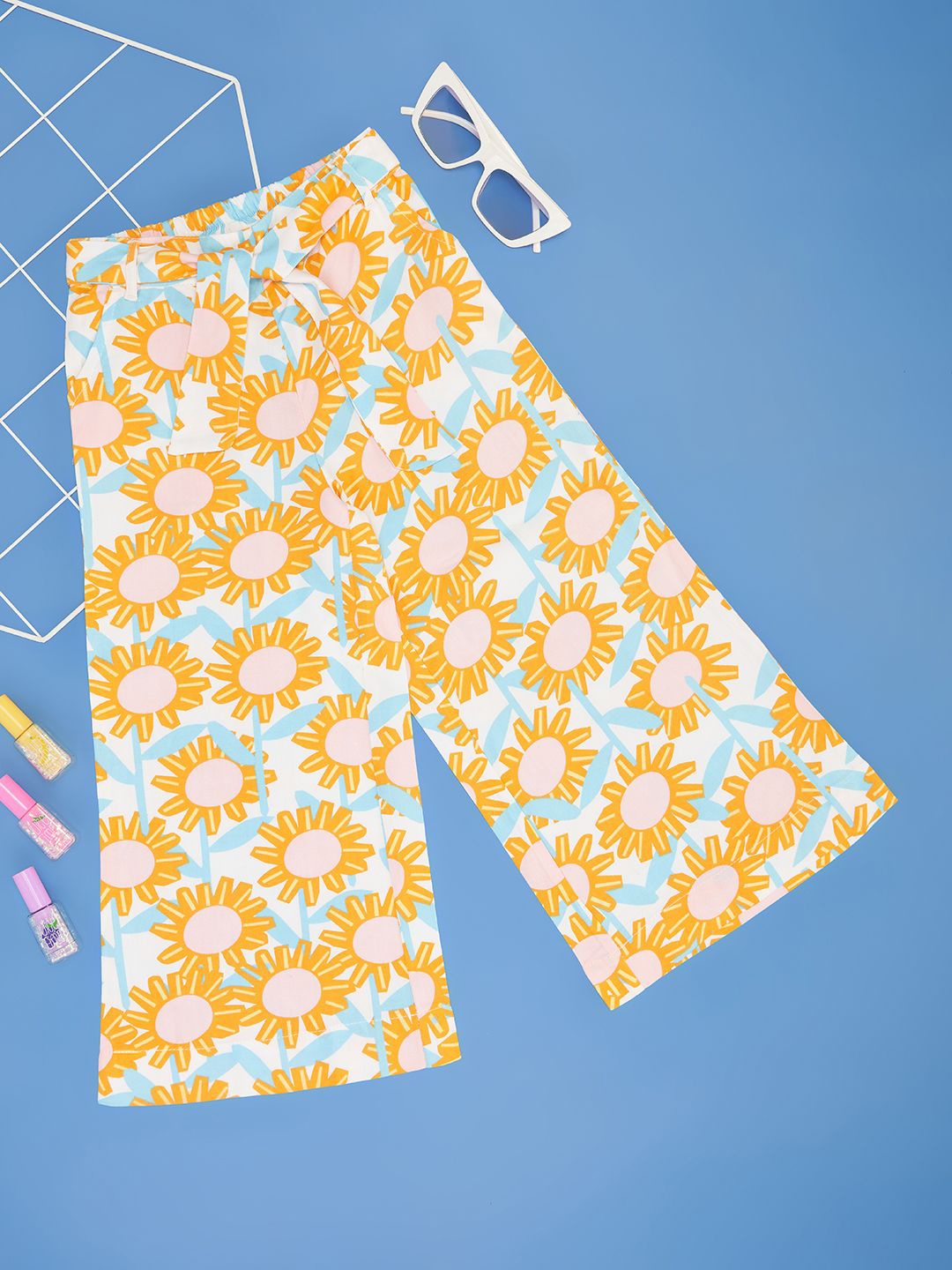 

Pantaloons Junior Girls Floral Printed Flared Palazzos, Off white