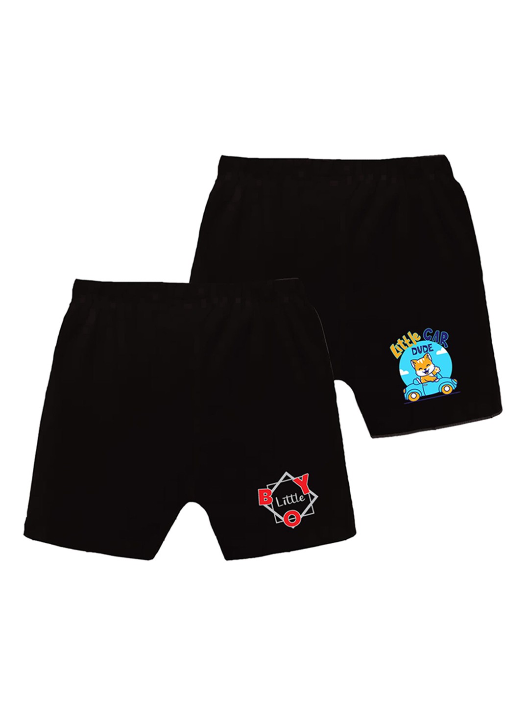 

CoolTees4U Boys Printed Mid Rise Above Knee Regular Shorts, Black