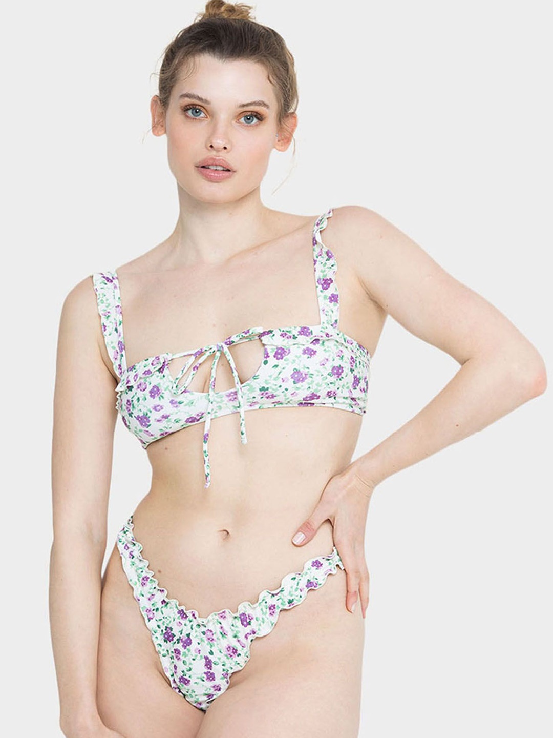 

LULU & SKY Printed Swim Bikini Set, White