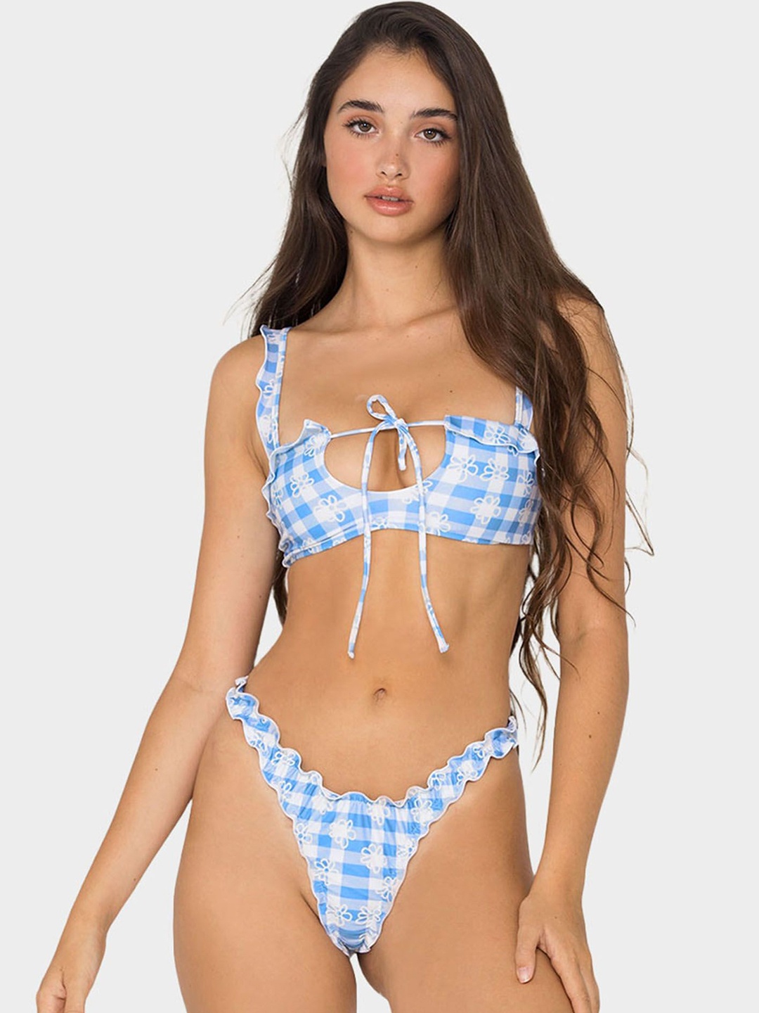 

LULU & SKY Checked Swim Bikini Set, Blue