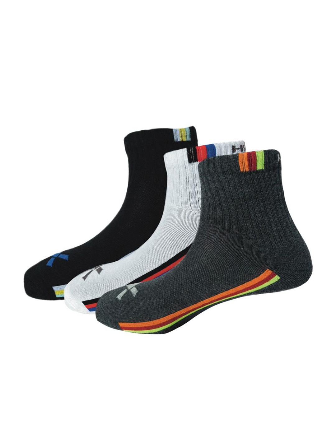 

HRX by Hrithik Roshan Pack Of 3 Striped Calf-Length Socks, White