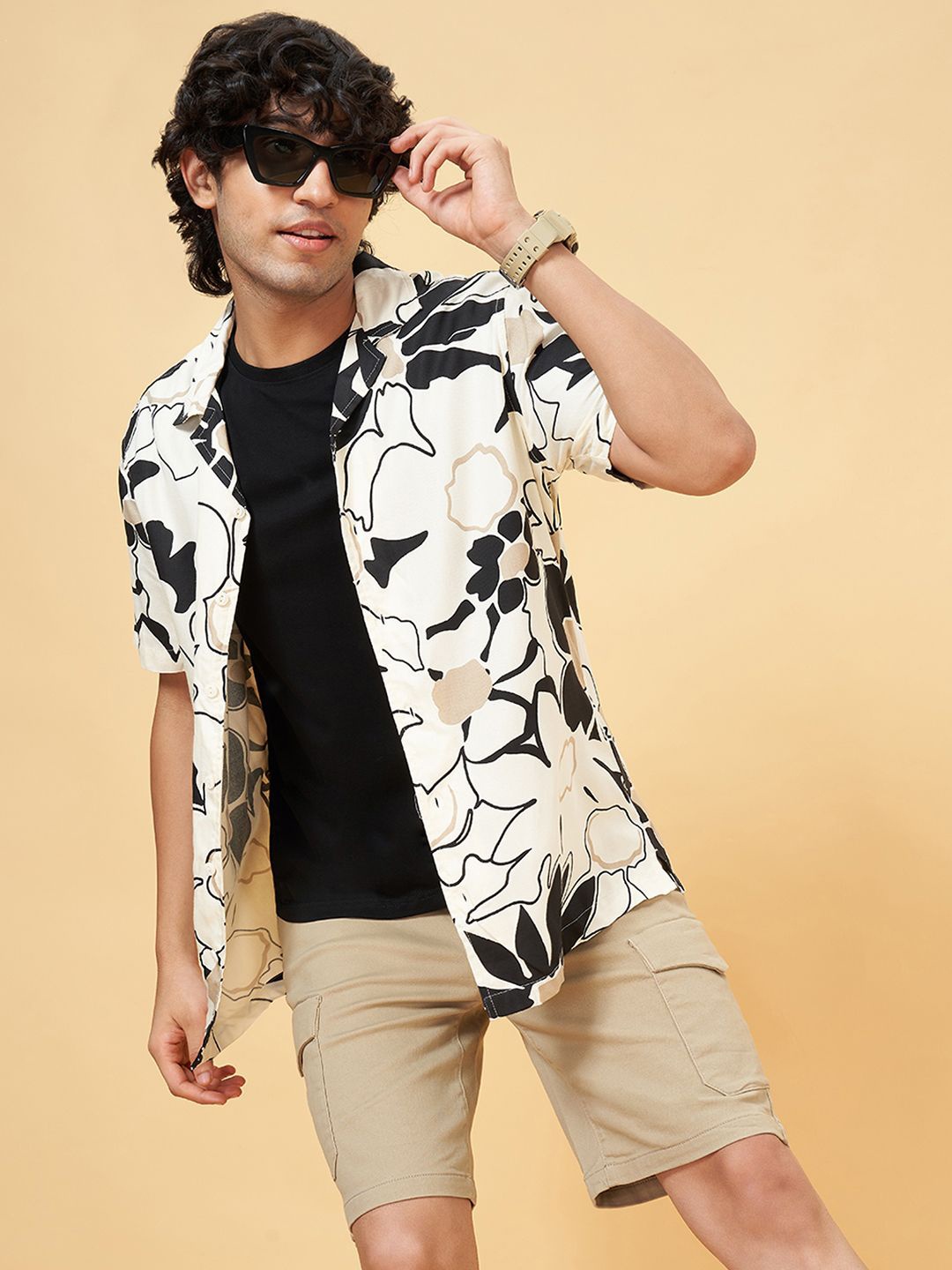 

People Men Abstract Printed Opaque Casual Shirt, White