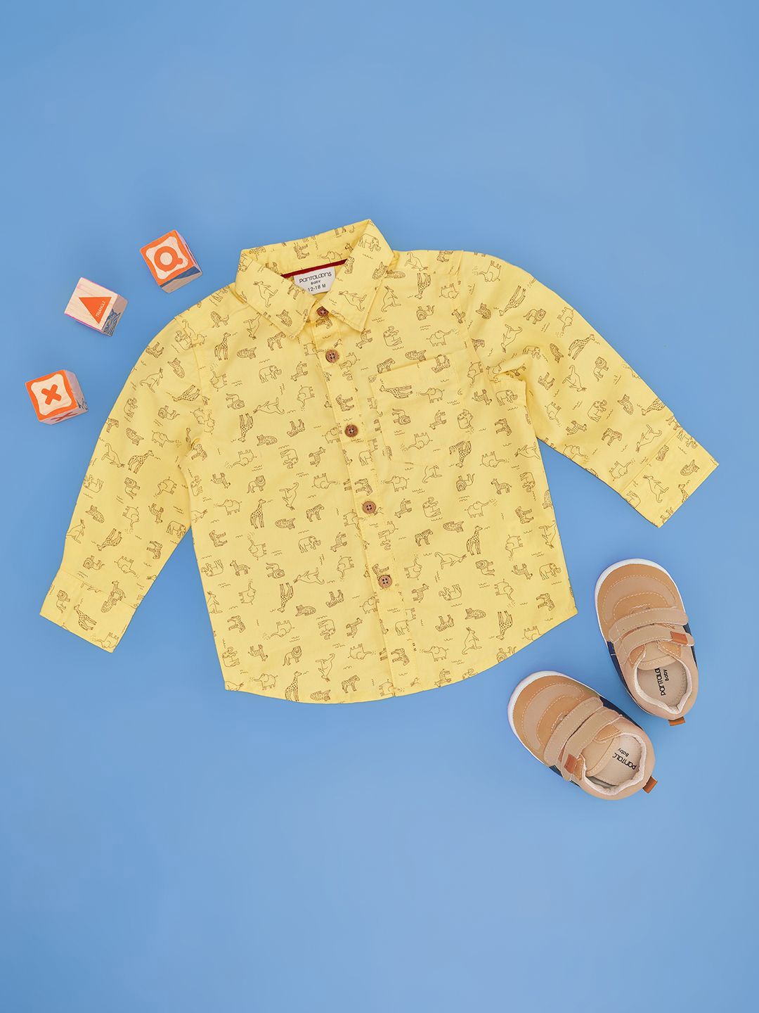 

Pantaloons Baby Boys Conversational Printed Opaque Casual Shirt, Yellow