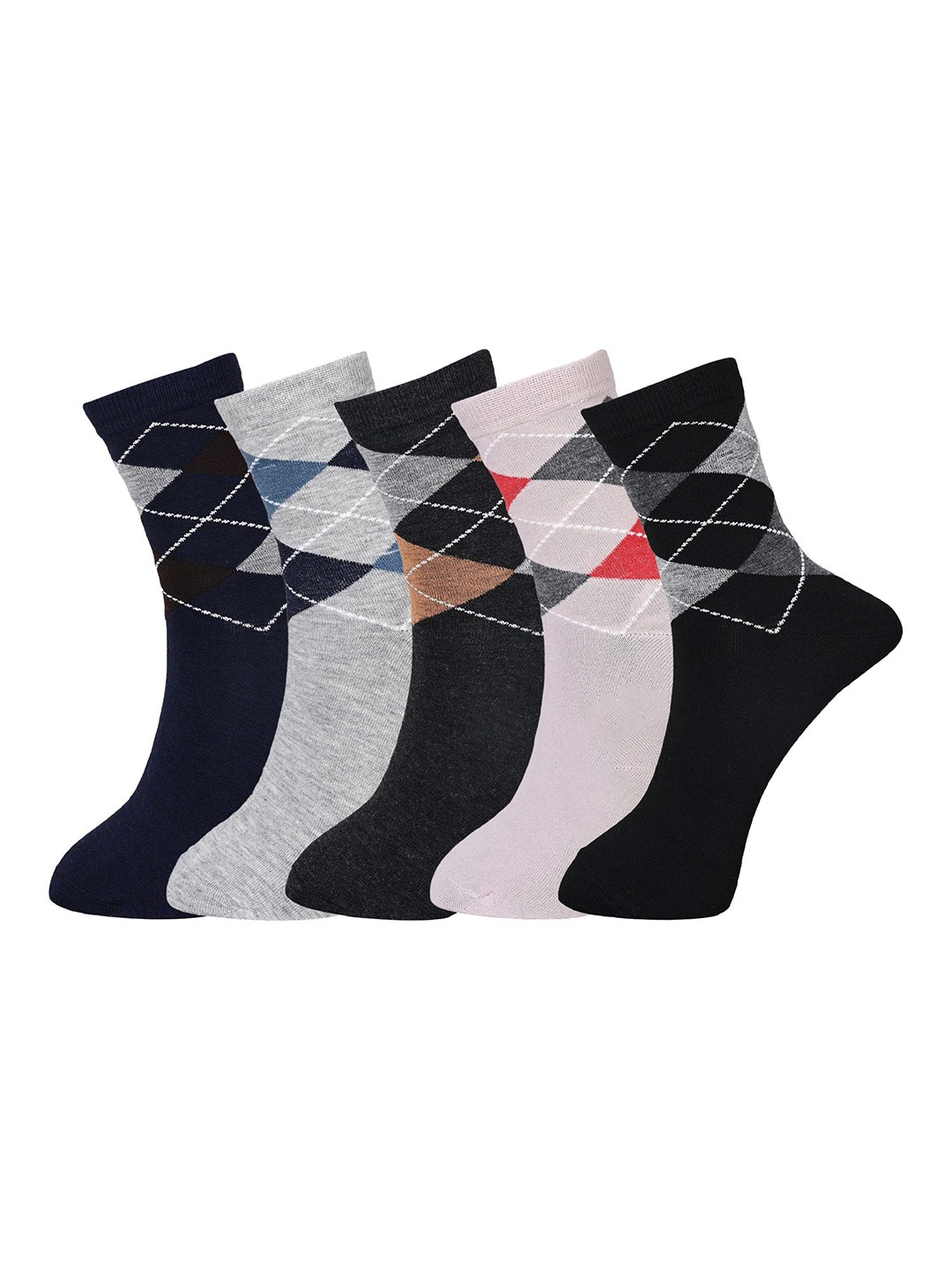 

BAESD Men 5 Pcs Patterned Calf-Length Socks, Off white