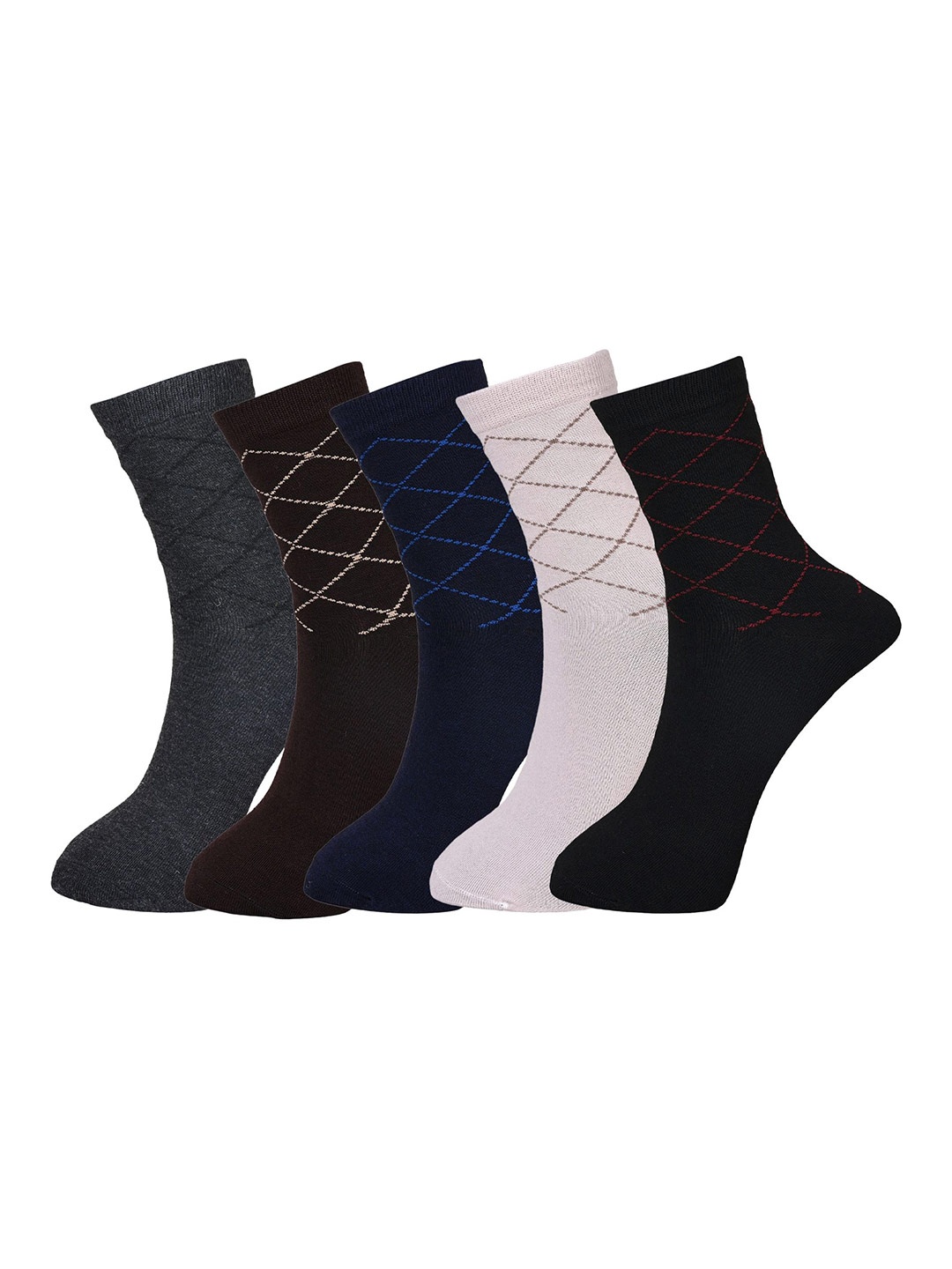 

BAESD Unisex 5Pcs Printed Ankle-Length Socks BA-men-mid-pk5, Black
