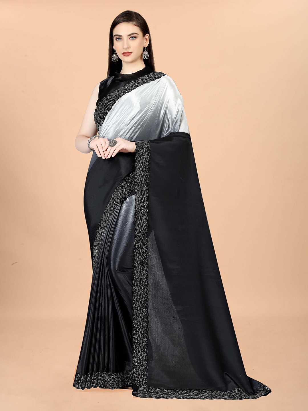 

Hasti fashion Ombre Beads and Stones Saree, Black