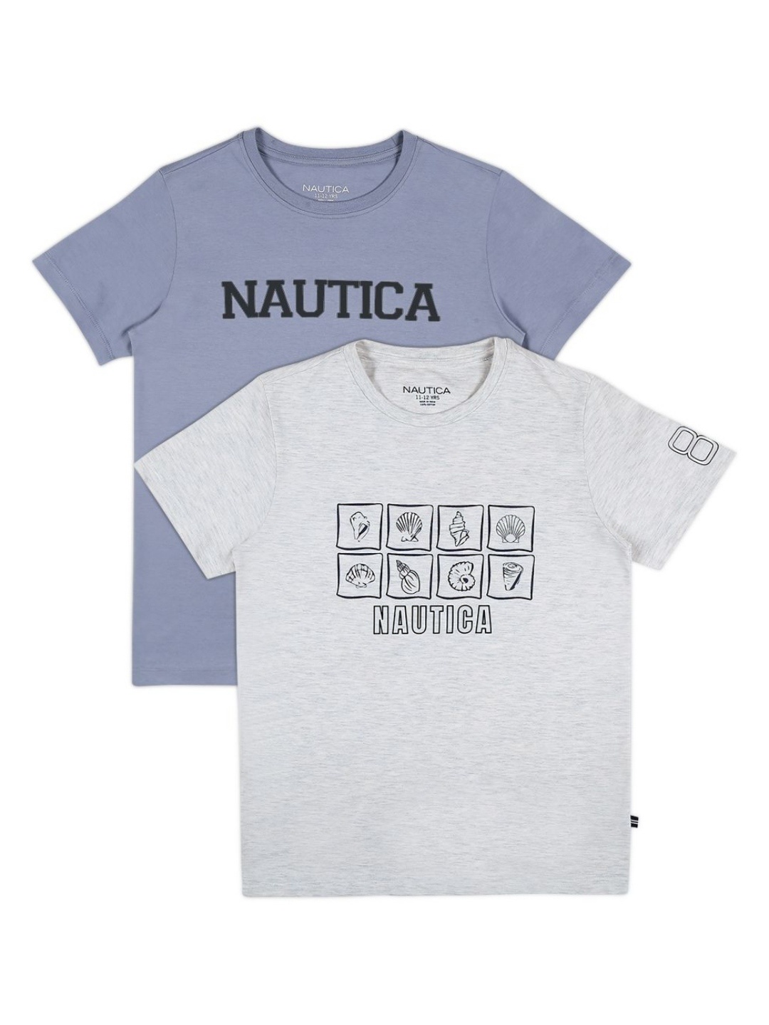 

Nautica Boys Typography Printed T-shirt Pack Of 2, Grey