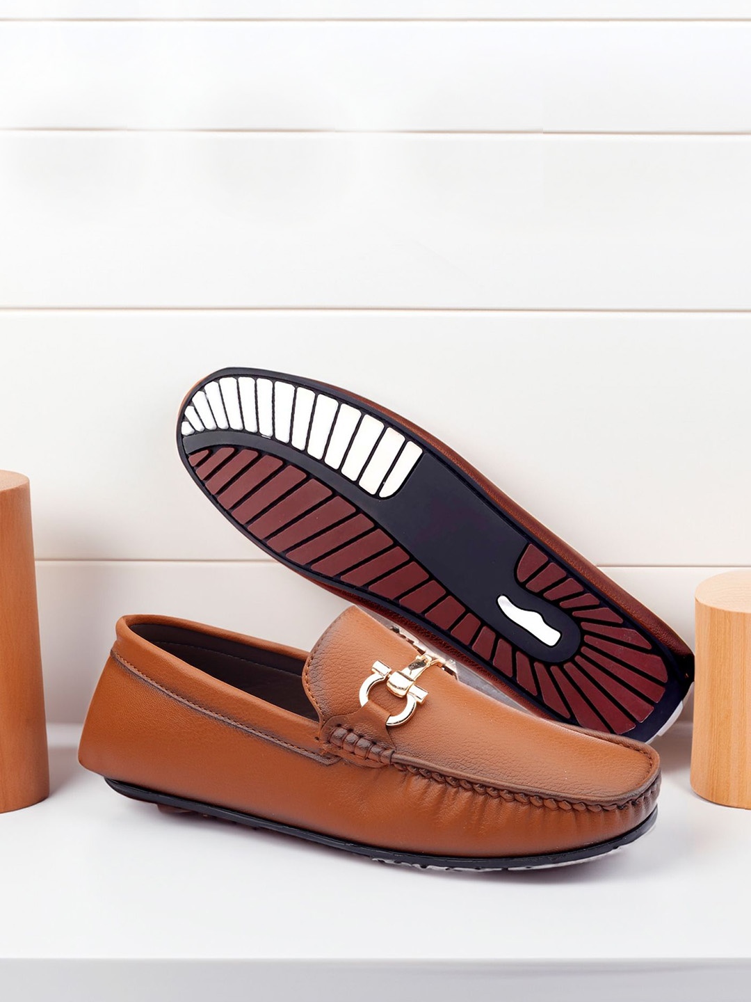 

HERE&NOW Men Loafers With Buckles, Tan
