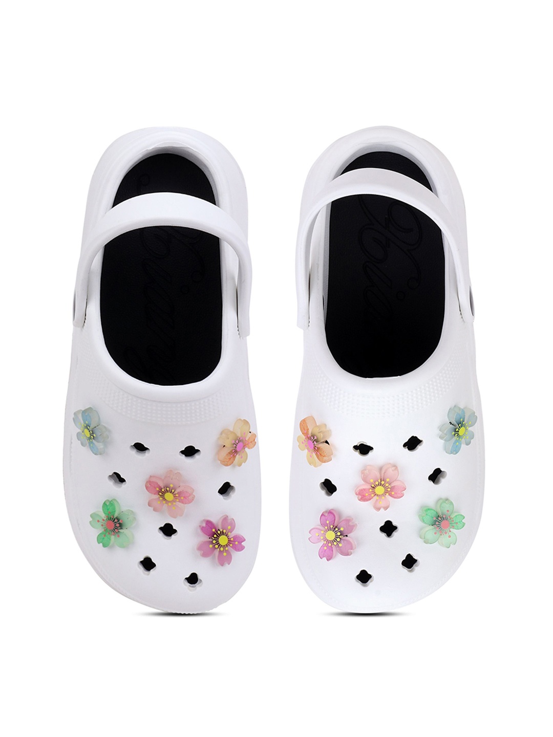 

CASSIEY Women Heeled Embellished Rubber Clogs, White