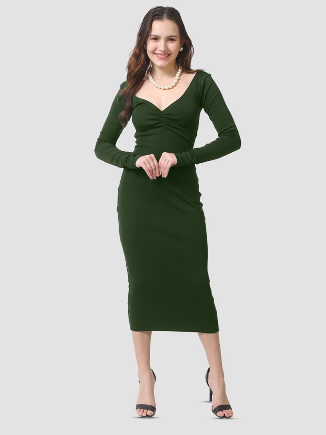 

CareDone Sheath Midi Dress, Olive