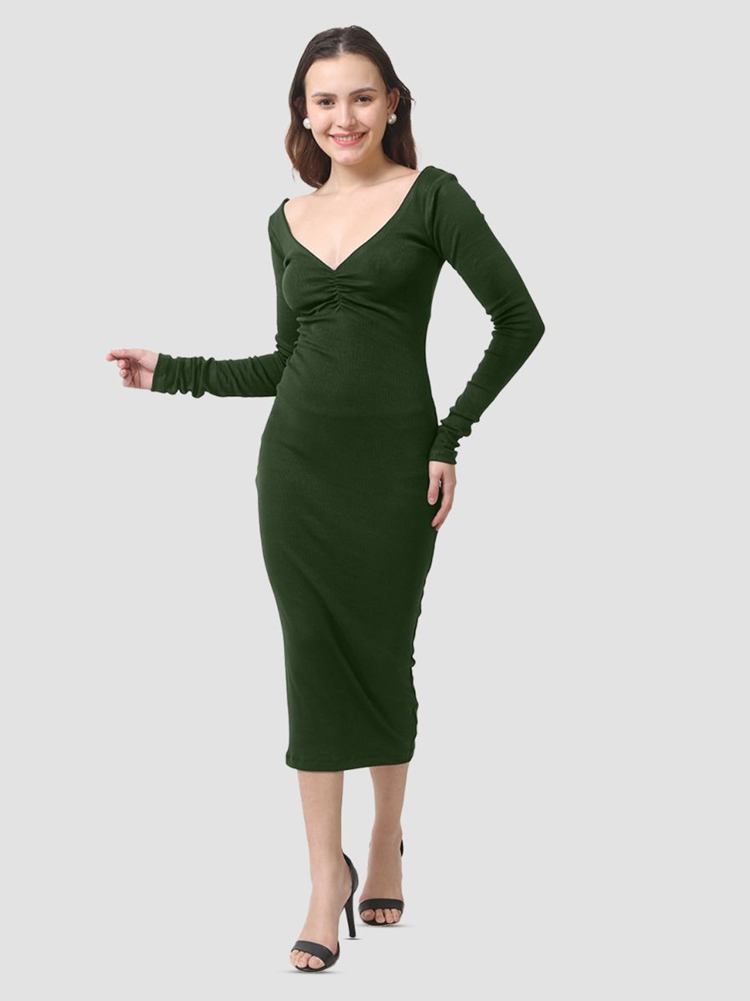 

CareDone Bodycon Midi Dress, Olive