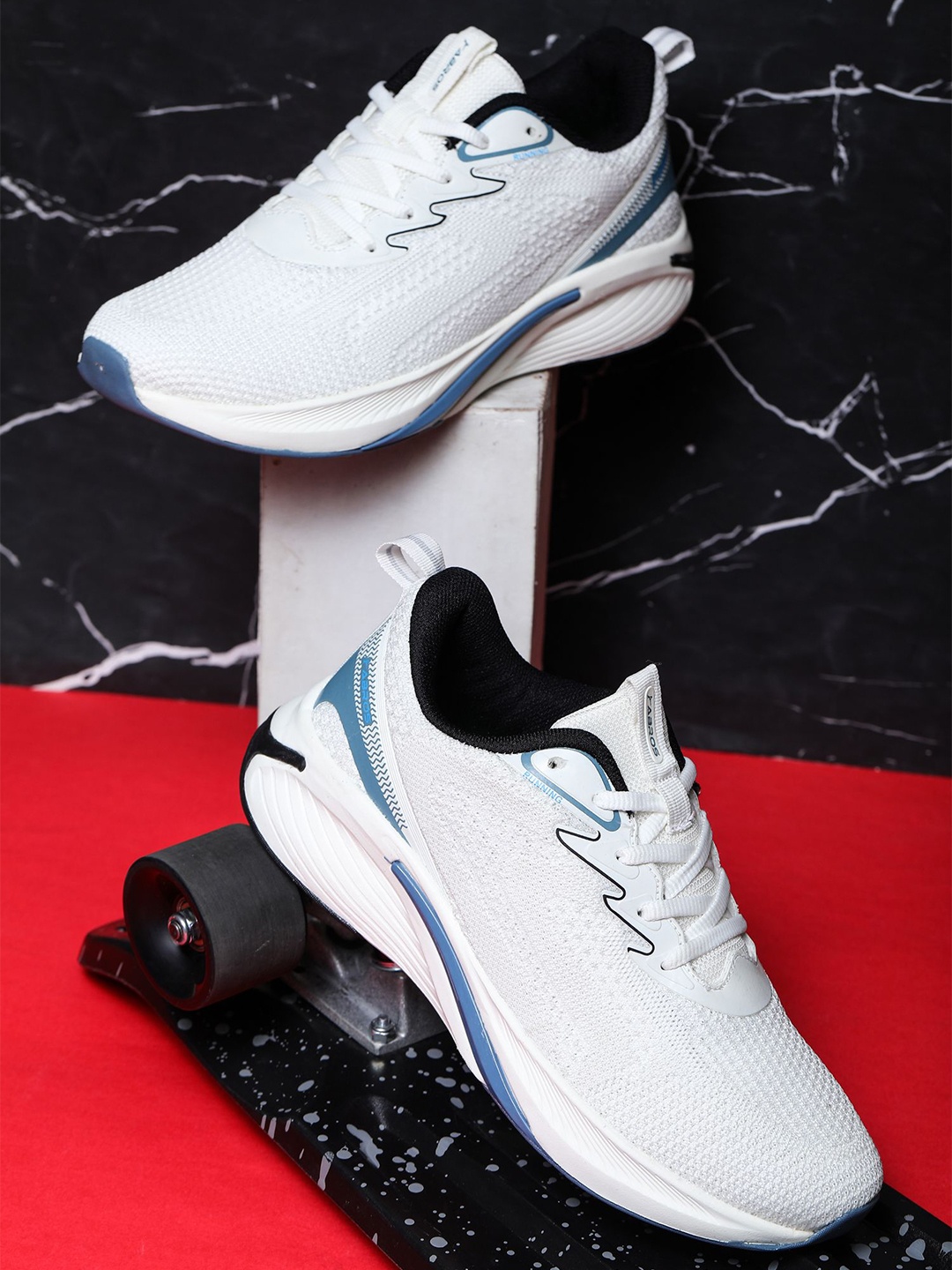 

ABROS Men Stare-On Mesh Running Marking Sports Shoes, White