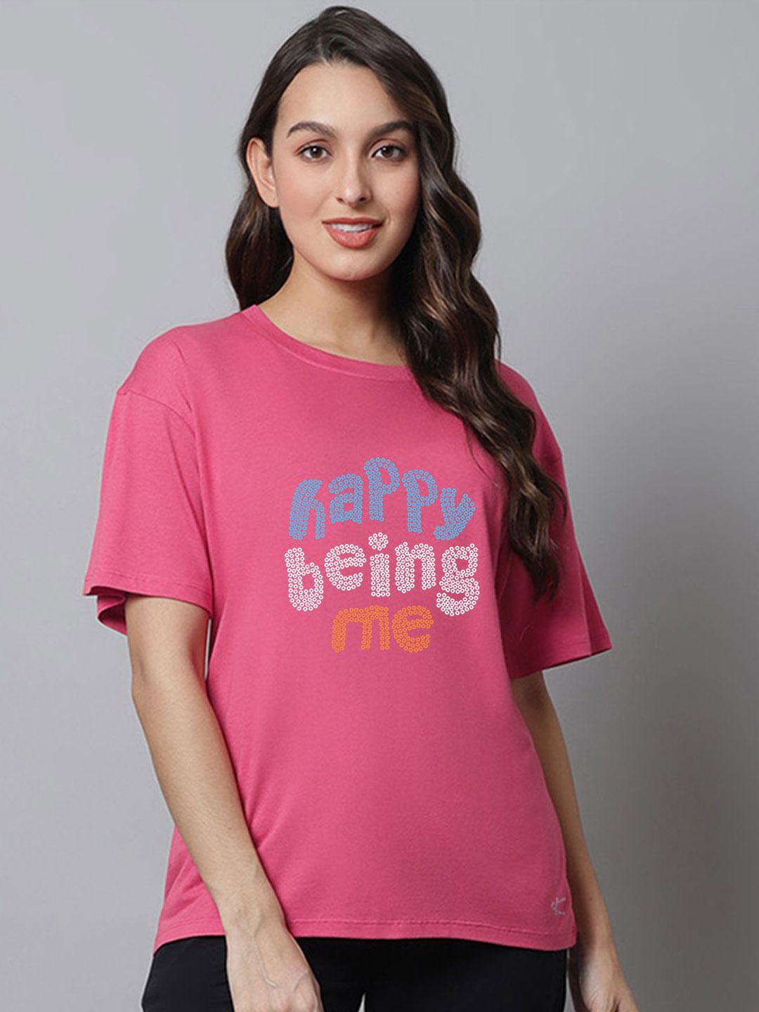 

Kanvin Printed Pure CottonLounge Tshirts, Pink