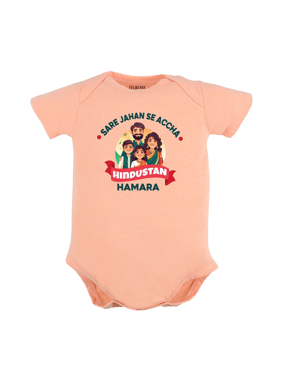 

FFLIRTYGO Infants Printed Pure Cotton Bodysuit, Peach