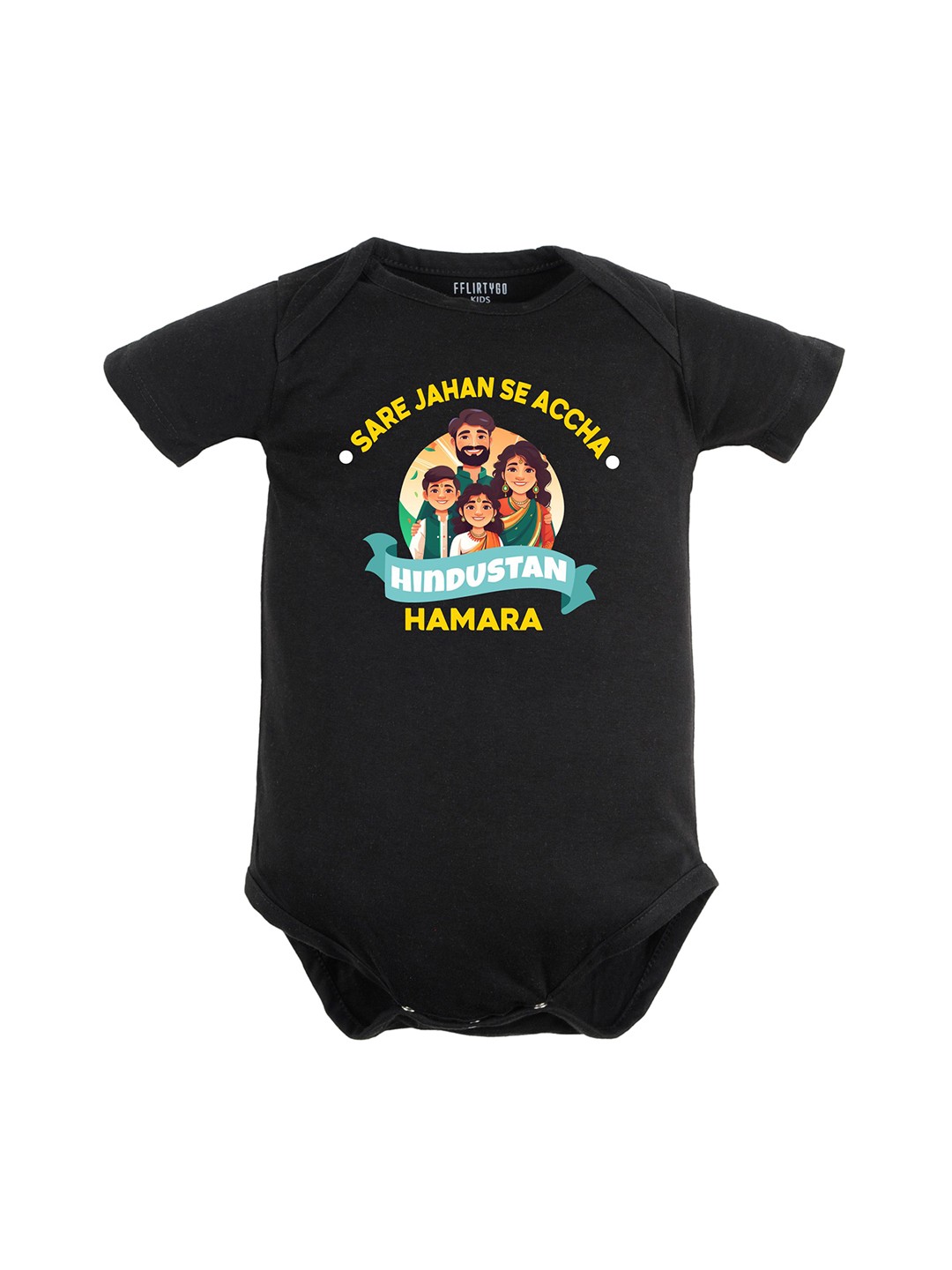 

FFLIRTYGO Infants Printed Pure Cotton Bodysuit, Black
