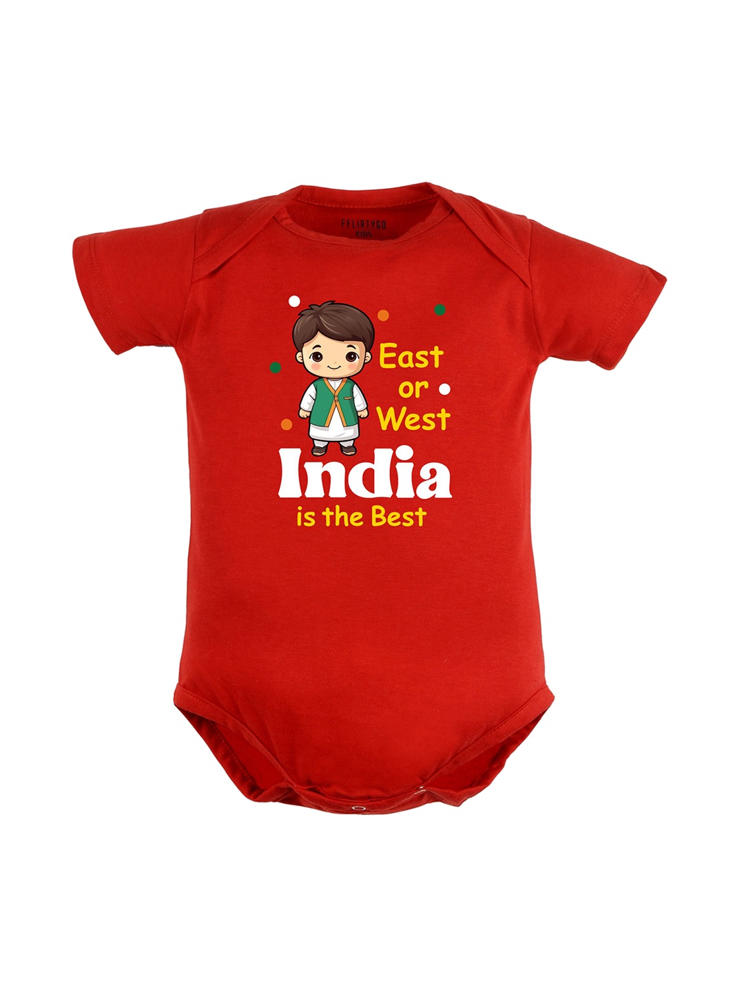 

FFLIRTYGO Infants Kids Printed Pure Cotton Bodysuit, Red