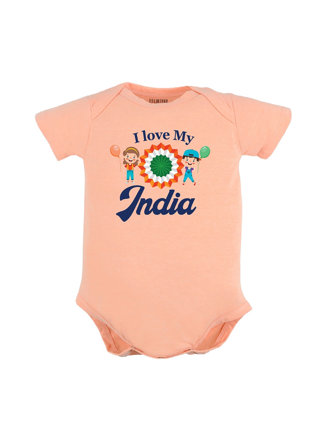

FFLIRTYGO Infants Printed Pure Cotton Bodysuit, Peach
