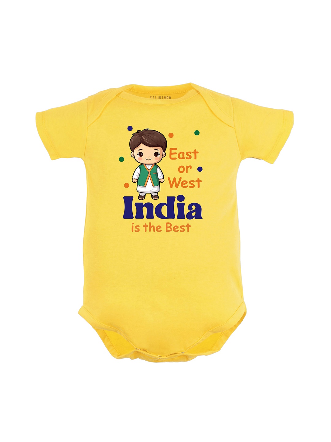 

FFLIRTYGO Infants Printed Pure Cotton Bodysuit, Yellow