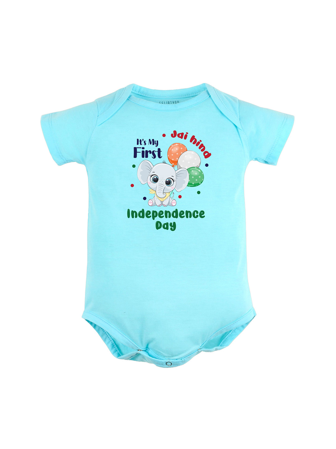 

FFLIRTYGO Infants Printed Pure Cotton Bodysuit, Turquoise blue