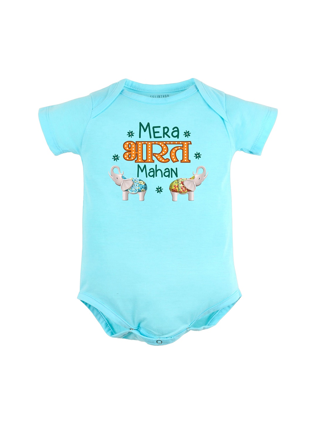 

FFLIRTYGO Infants Printed Pure Cotton Bodysuit, Turquoise blue