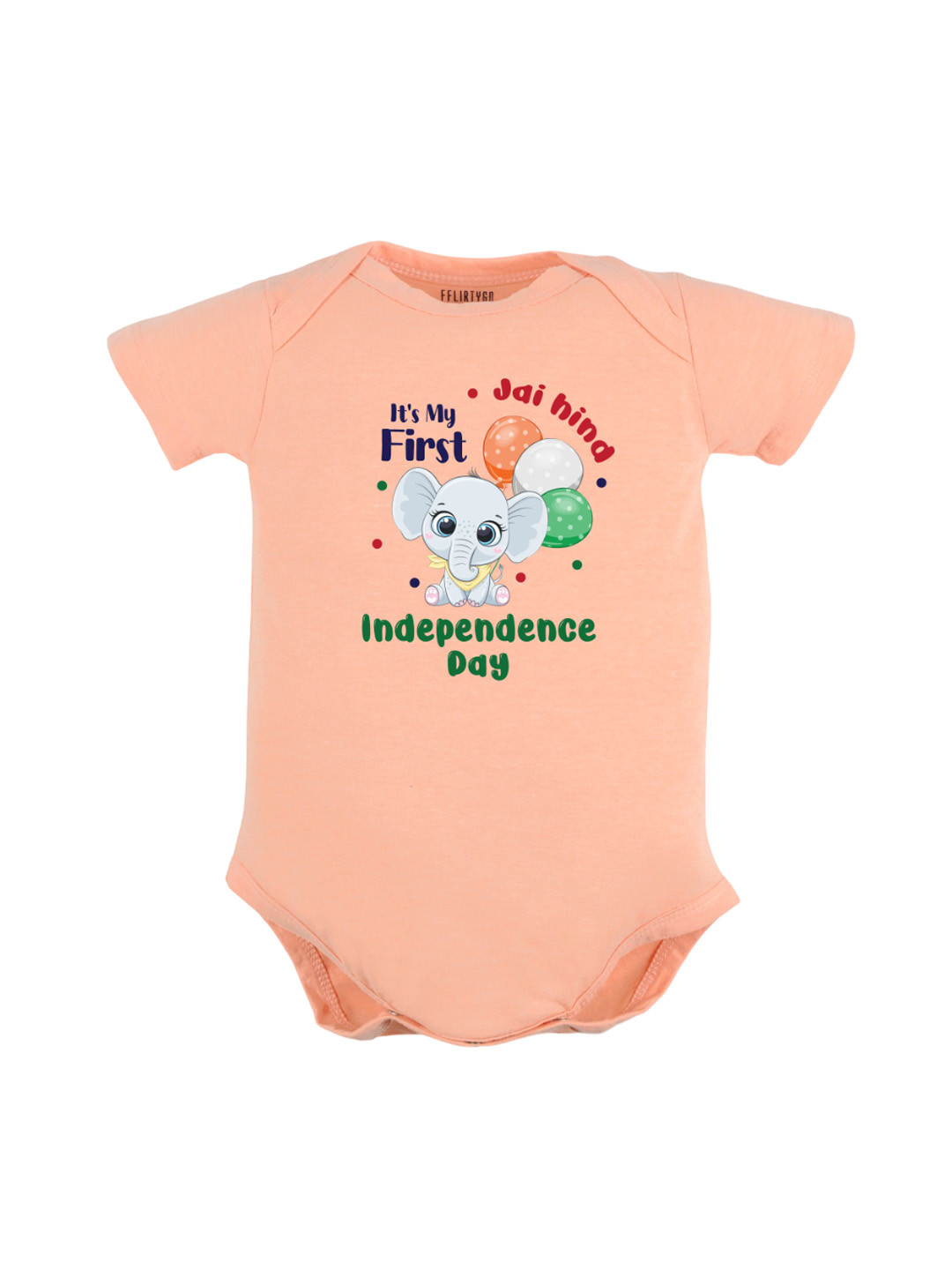 

FFLIRTYGO Infants Printed Pure Cotton Bodysuit, Peach