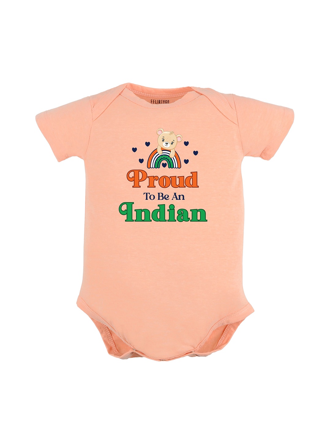 

FFLIRTYGO Infants Printed Pure Cotton Bodysuit, Peach