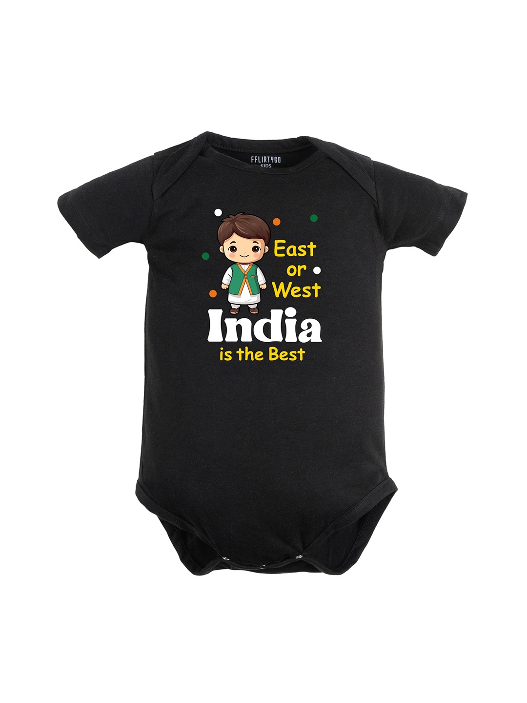 

FFLIRTYGO Infant Kids Printed Pure Cotton Bodysuit, Black