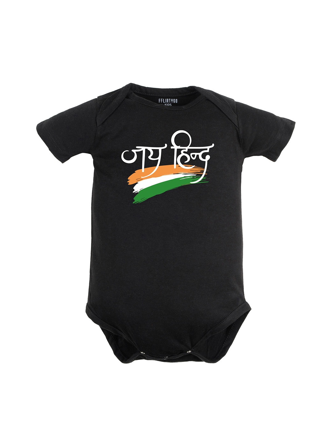 

FFLIRTYGO Infants Printed Pure Cotton Bodysuit, Black